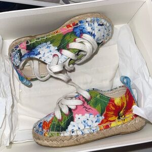 Dolce & Gabbana Kids Floral Sneakers with White Laces